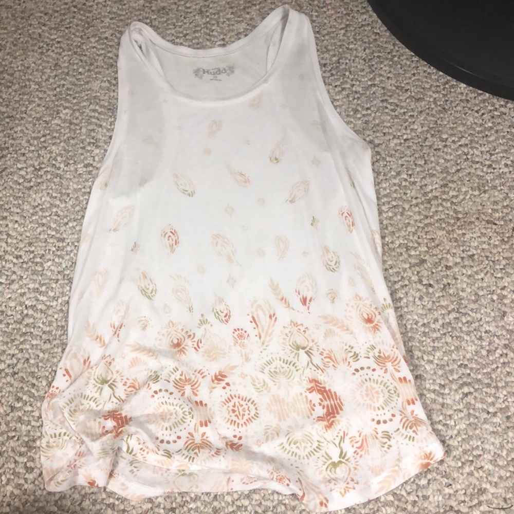 White Tank top with feather design